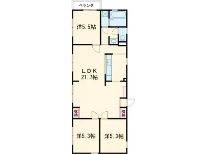合図森アパート(3LDK/3階)の間取り写真