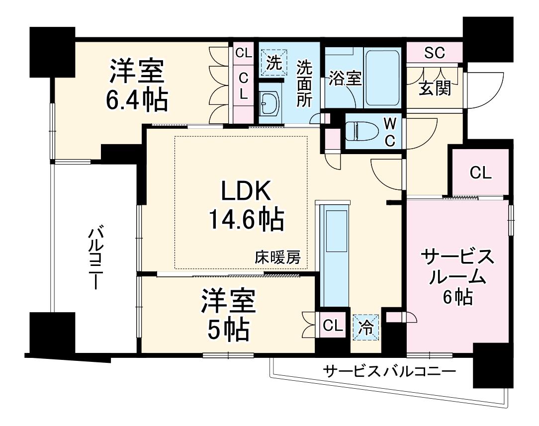 横須賀中央レジデンス(2SLDK/5階)の間取り写真