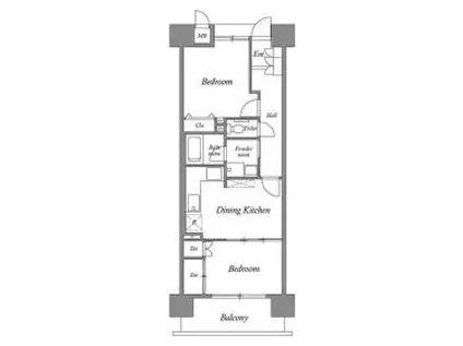 ルクレ川口イースト(2DK/9階)の間取り写真