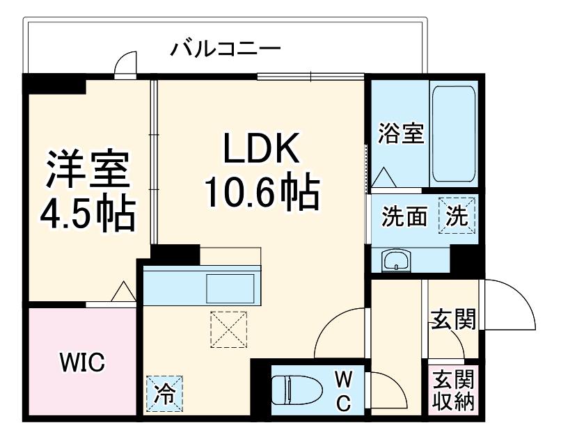 コンフォート椛(1LDK/1階)の間取り写真
