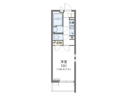 クレイノ城山Ⅲ(1K/3階)の間取り写真