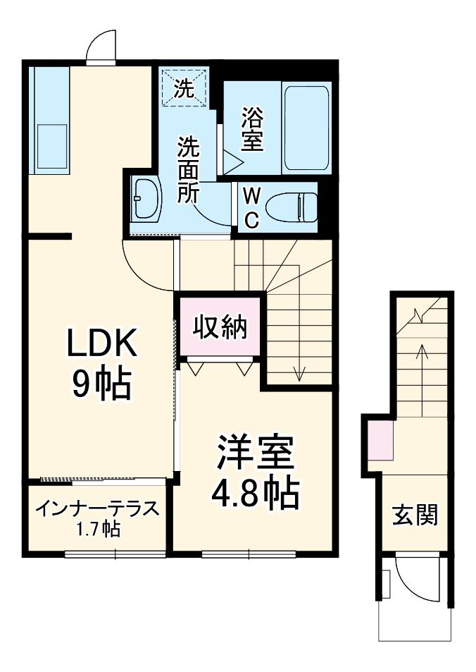 ひまわり(1LDK/2階)の間取り写真