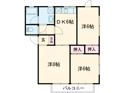 アドヴェル中川 C(3DK/1階)の間取り写真