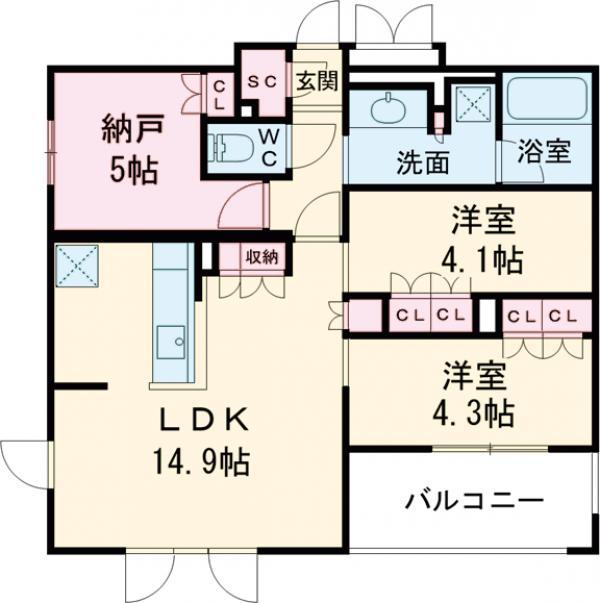 NIDO SAKURAGAOKA(3LDK/2階)の間取り写真