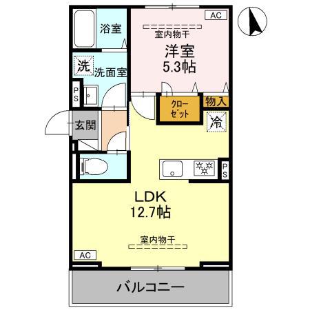 オペラハウス小舞木(1LDK/1階)の間取り写真