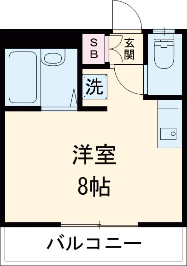 ビラ中央(ワンルーム/3階)の間取り写真