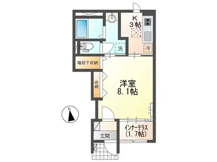 マージュ(1K/1階)の間取り写真