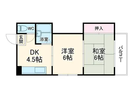 京阪電気鉄道京阪線 野江駅 徒歩4分 4階建 築36年(2DK/2階)の間取り写真