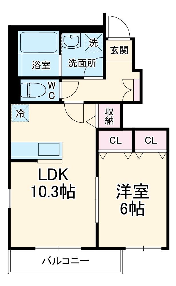 コントレイルⅡ(1LDK/1階)の間取り写真