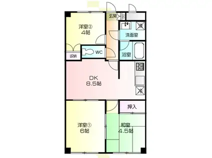 パークコートZAMA(3DK/1階)の間取り写真