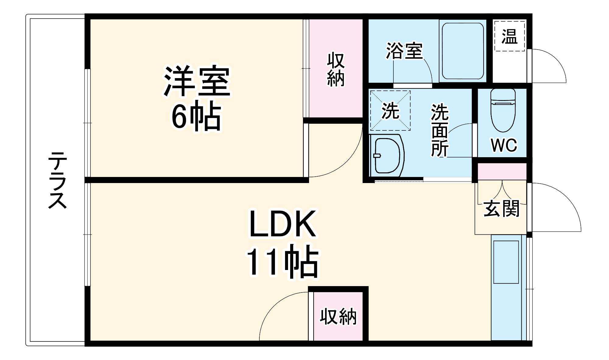 ハイユニメント市川(1LDK/1階)の間取り写真
