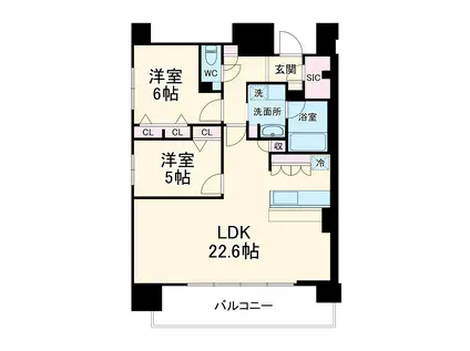 スプランディッド本町グラン(2LDK/19階)の間取り写真