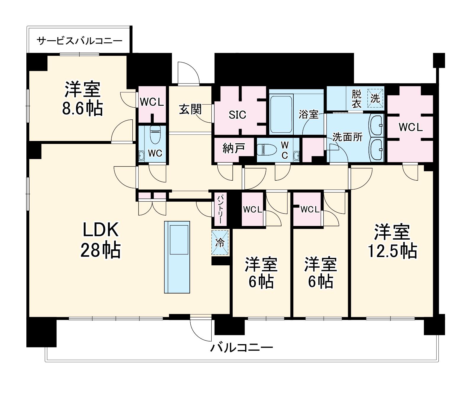 スプランディッド本町グラン(4LDK/19階)の間取り写真