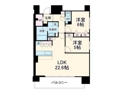 スプランディッド本町グラン(2LDK/19階)の間取り写真