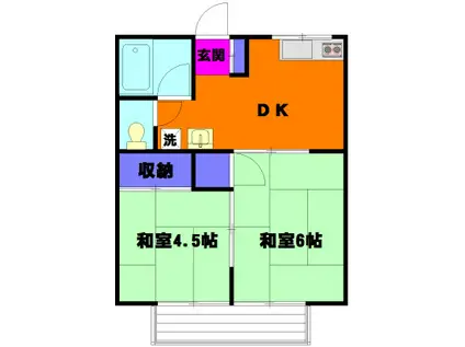 エスポワールⅡ(2DK/1階)の間取り写真
