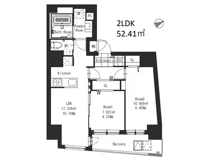 プレシャス赤羽岩淵(2LDK/6階)の間取り写真