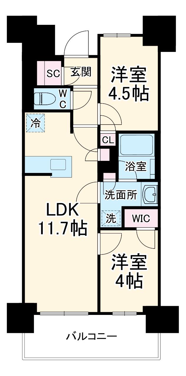 プレサンス名駅南ブリエ(2LDK/3階)の間取り写真