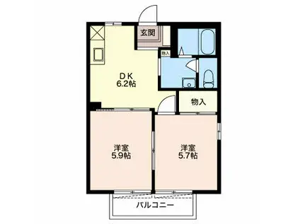 サンスコーレ A棟(2DK/2階)の間取り写真