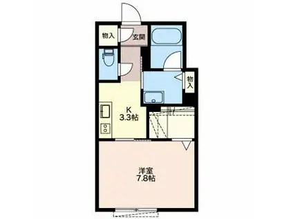 シャーメゾンガーデンズ ロウクワット(1K/1階)の間取り写真