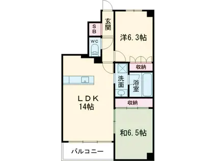 サーパス高崎栄町(2LDK/8階)の間取り写真