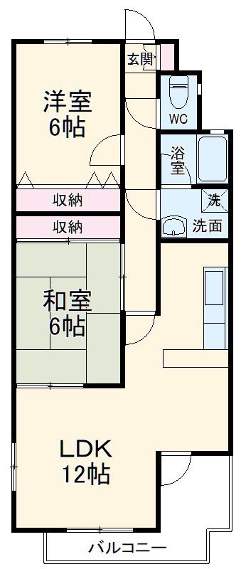 バウムコートA(2LDK/3階)の間取り写真
