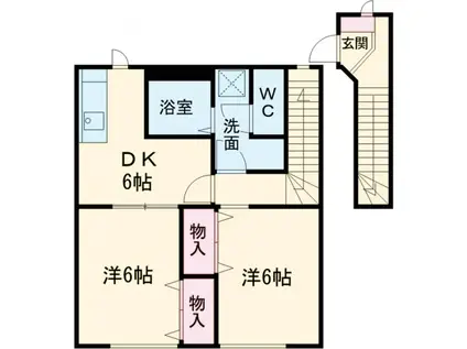 ウッディベル21(2DK/2階)の間取り写真