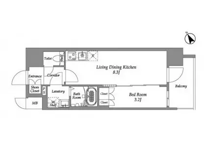 ザ・グリッド 千林レジデンス(1LDK/8階)の間取り写真