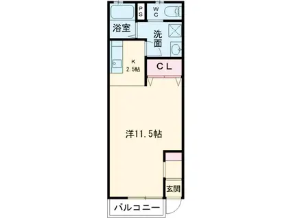 クレストール(ワンルーム/1階)の間取り写真