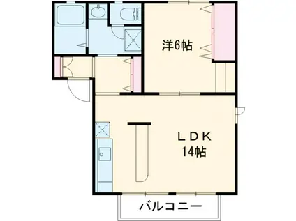ゴールドコーストC棟(1LDK/2階)の間取り写真
