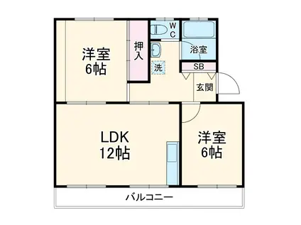 サンメモリーⅡ(2LDK/1階)の間取り写真