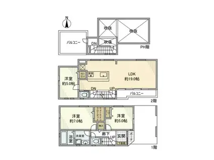 京浜急行電鉄本線 大森町駅 徒歩7分 2階建 築2年(3LDK)の間取り写真