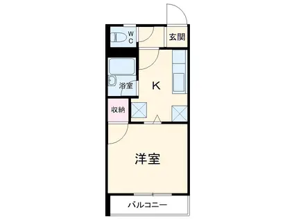 レクリオヒロ西池新田(1K/1階)の間取り写真