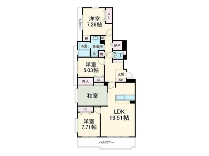 ディアレスト大平台(4LDK/4階)の間取り写真