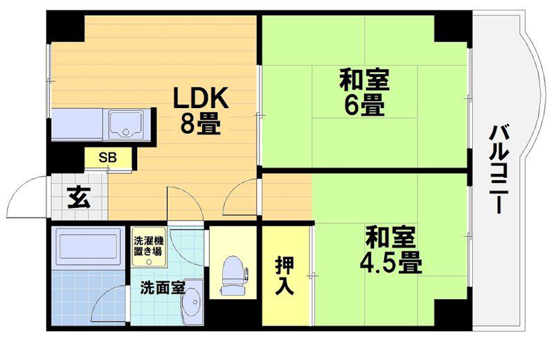 吉祥院ガーデンハイツ(2DK/2階)の間取り写真