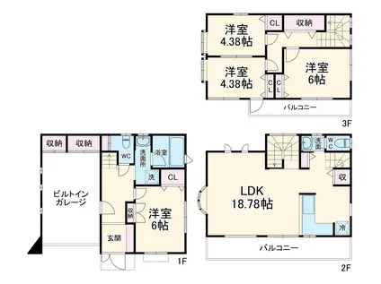 京成電鉄本線 実籾駅 徒歩34分 3階建 築22年(4LDK)の間取り写真