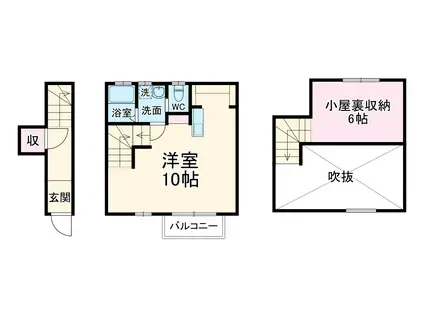 パークガーデン東伊場(ワンルーム/2階)の間取り写真