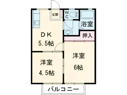 パナハイツウイング(2DK/1階)の間取り写真