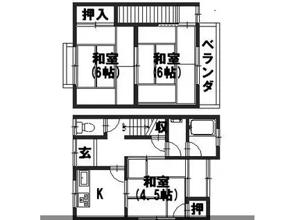 阪急電鉄京都線 西山天王山駅 徒歩10分 2階建 築50年(3K)の間取り写真