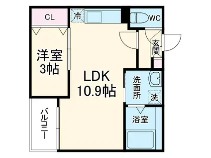 JACK SHUKUCHIⅠ(1LDK/2階)の間取り写真