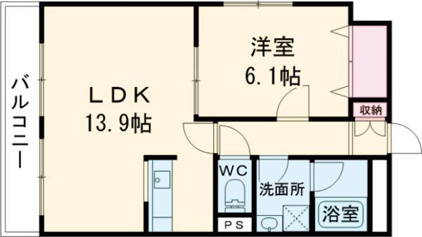 コンフォート武蔵台(1LDK/1階)の間取り写真