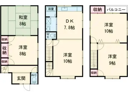京都市東西線 太秦天神川駅 徒歩7分 3階建 築33年(5DK)の間取り写真