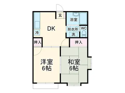 エルデム岡崎A(2DK/2階)の間取り写真