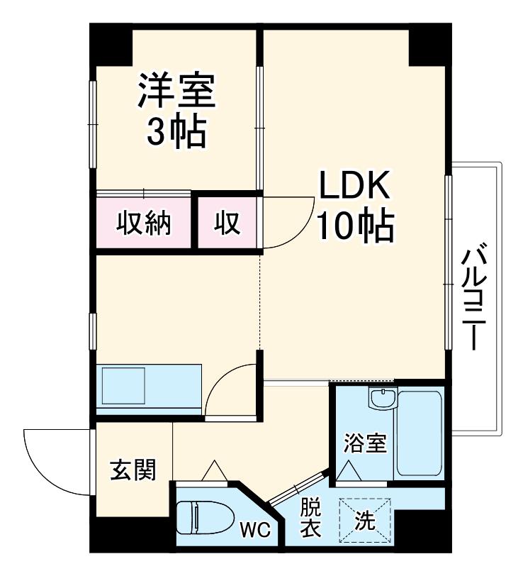 ドリーム極楽(1LDK/3階)の間取り写真