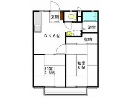 サンシティ西島(2DK/2階)の間取り写真