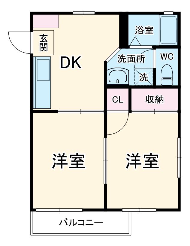 カストロ桃浜(2DK/1階)の間取り写真