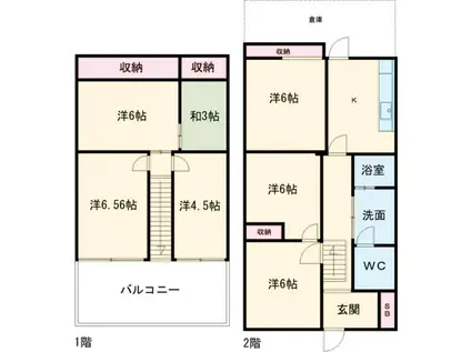 東武鉄道宇都宮線 壬生駅 徒歩7分 2階建 築53年(6LDK)の間取り写真
