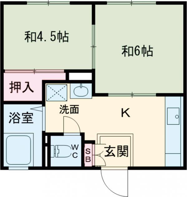 サンメゾン水元(2DK/1階)の間取り写真