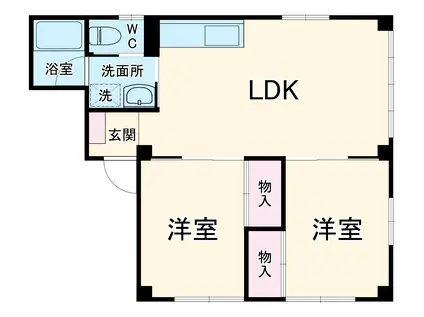 ハイツショウエイ(2LDK/1階)の間取り写真