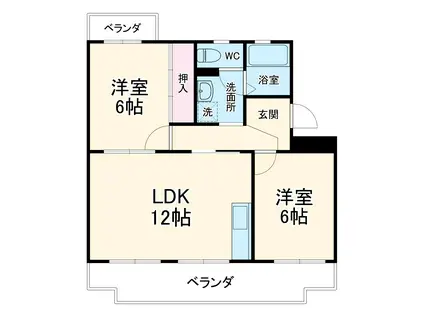 グレースヴィラⅡ(2LDK/1階)の間取り写真