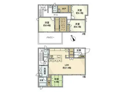 東海道本線 東刈谷駅 徒歩14分 2階建 築7年(4LDK)の間取り写真